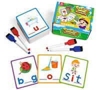 Coogam Flashcard ortografiche vocali corte, imparare a scrivere CVC, parole modello colore carte scrittura a mano, motore giocattolo educativo per bambini 3-5 anni