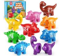 Coogam Gioco di Corrispondenza dei Numeri di Kugam 10PCS, 123 Conto Giocattoli Dinosauri, Puzzle Pre-Montessori abilità motorie fine Giocattoli di apprendimento matematico Adatto per 2 3 4 Anni