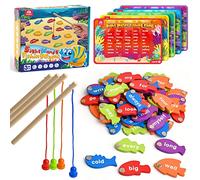 Coogam Legno Magnetico Pesca Vista Parole Gioco Apprendimento Dolch Word Flashcards Giocattolo educativo Montessori per Bambini in età prescolare 3 4 5 Anni