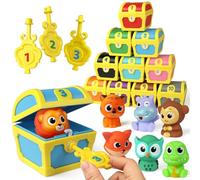 Coogam Marionette di abilità motorie fini per bambini, 10 sorprese con animali tesoro numerico, caccia ai pirati, abbinamento dei colori