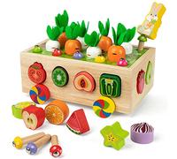 Coogam Montessori Giocattoli Motori Fini per Bambini Piccoli, Selezionatore di Forme in Legno Gioco di Raccolta di Carote, Giocattolo educativo per l'apprendimento prescolare per 2 3 4 Anni
