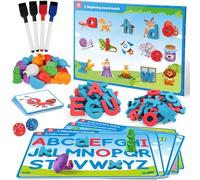 Coogam Preschool Alphabet Learning Playset, gioco di corrispondenza con lettere magnetiche, riconoscimento di tabc educativo con 6 carte attività, giocattolo per autismo manipolativo fonetico per