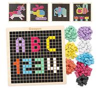 Coogam Puzzle a mosaico in legno, 370PCS Blocchi di motivi a forma di 8 colori, Pixel Board Game STEM Giocattoli Montessori Regalo per bambini Bambini Ragazzi Ragazze Età