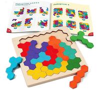 Coogam Puzzle in legno, forme colorate modello puzzle testa girevole 3D logica IQ gioco blocchi geometrici montessori STEM puzzle giocattolo per tutti gli anziani e ragazzi regalo