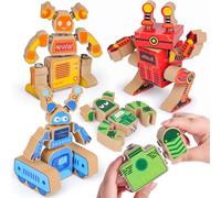 Coogam Set di mattoni robotici in legno, Snap insieme robot builder, STEM smontare set di gioco robot, abilità motorie fini, giocattolo educativo educativo regalo per 3 4 5 anni