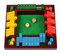 Coogam Shut The Box Gioco di dadi in legno da tavolo Matematica Numero Gioco Famiglia Pub Bar 1-4 Giocatori con 10 Dadi colorati per Adulti Bambini 3 4 5