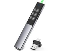 Coogamefly Presentatore per mouse USB C, 2 in 1 USB e ricevitore Type-C con collegamento ipertestuale, controllo volume/schermo intero/nero, telecomando PowerPoint wireless 2,4 G per Windows/Linux