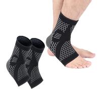 Coogime 2 fasce per caviglie, cavigliere, calze a compressione, fascia per fascite plantare, fasciatura traspirante, cavigliera per sport, fitness, uso quotidiano (nero, EU:39-42)