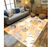Cooiiye Tappeto Salotto 40x60cm Gatti Anime Morbido Tappeto con Stampa Scendiletto Camera da Letto Tappeti Lavabili per Salotto Cameretta Bambino Ufficio