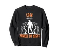 Cook by Day Zombie by Night Divertente Halloween Creepy Chef Felpa