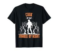 Cook by Day Zombie by Night Divertente Halloween Creepy Chef Maglietta
