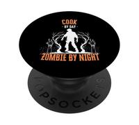 Cook by Day Zombie by Night Divertente Halloween Creepy Chef PopSockets PopGrip Adesivo