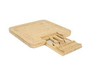 COOK CONCEPT, KA0565, Tagliere da aperitivo in bambù con Cassetto per Coltelli da Formaggio, Utensile da Cucina Pratico ed Elegante, Ideale per Antipasti, 40x30 cm, Marrone