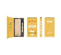 Cook Concept - KA0691 - Set Aperitivo in Legno con Tagliere e Coltello in Acciaio Inox - Perfetto per Stuzzichini e Salumi - Presentato in Elegante Confezione - Giallo - Standard