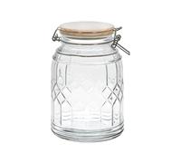 COOK CONCEPT - KA5509 - Barattolo di Vetro Trasparente con Coperchio in Legno di bambù - Ideale per Conservare Alimenti Freschi e Visibili - Pratico ed Estetico - 1,8L