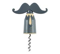 COOK CONCEPT - KV7431 - Cavatappi Divertente a Forma di Baffi - Ideale per Servire i Tuoi Vini con Eleganza - Dimensioni: 10 x 13,5 x 3,5 cm - Colore Grigio