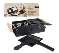 COOK CONCEPT - Raclette per 2 Persone a Candela - Struttura in Metallo con Manico in Legno di Bambù, Cucina Conviviale