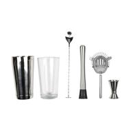 COOK CONCEPT Set Cocktail 5 Accessori Inox con 50 Ricette | Inox, set cocktail 5 accessori, libretto 50 ricette, mixology, design elegante, idea regalo, argento trasparente