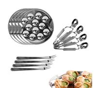COOK CONCEPT Set Degustazione Lumache 12 Pezzi per 4 Persone Grigio | Inox, set lumache 12 pezzi, 4 piatti 4 pinze 4 forchette, per 4 persone, riutilizzabile, cene festive, grigio
