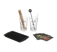 COOK CONCEPT Set Mojito Completo Bicchieri Pestello Stampo Ghiaccio Ricette | Set cocktail, 2 bicchieri 30 cl, pestello legno, mestolini cannucce, stampo ghiaccio silicone, schede ricette, mojito, regalo