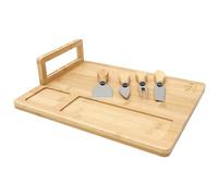 COOK CONCEPT Tagliere per Formaggi in bambù con 4 Coltelli 36x28 cm Marrone | Bambù, 4 coltelli inclusi, vassoio 36x28 cm, formaggi salumi, cene eventi, elegante, facile da pulire, marrone