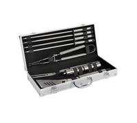 Cook’in Garden - Set Completo di Utensili in Inox per Barbecue e plancha, Set con spatola, Pinza, forchetta, 4 spiedini, saliera e pepiera, Accessori per Cucina Esterna, terrazza, Giardino