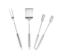 Cook’in Garden - Set di 3 Utensili in Inox comprendente spatola, forchetta e Pinza, Accessori robusti per Barbecue e plancha, Ideale per Cucina Esterna, terrazza, Giardino