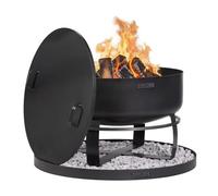 COOK KING Braciere da Giardino VIKING XXL con Coperchio e Base Decorativa, Acciaio, Nero, 80x80x50 cm