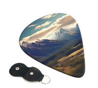 Cook National Park Mountain Landscape - Confezione da 6 plettri per chitarra con porta plettro in pelle, portachiavi, custodia per plettri, arte astratta, per chitarra elettrica acustica, ukulele