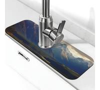 Cook National Park Mountain Landscape Faucet Mat per lavello da cucina paraspruzzi 14,9 x 38,1 cm Diatomite Tappetino ad asciugatura rapida Vassoio per lavello Super assorbente Rubinetto a ventosa