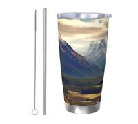Cook National Park Mountain Landscape Tumbler con coperchio e cannuccia, tazza da 590 ml in acciaio inox per bevande calde e fredde, tazza da caffè da viaggio a doppia parete isolata, riutilizzabile