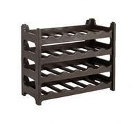 CookandSupply x TheWV Cantinetta Vino in Plastica Modulare Impilabile, Portabottiglie Effetto Pelle Martellata, 6 Bottiglie per Modulo, Scaffale Portavino Salvaspazio - Marrone Corten, 24