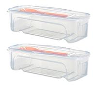 Cooker per pasta a microonde da 2 pezzi, pentole noodle impilabili con coperchio per filtro e forcella a microonde senza per la scuola per ufficio del dormitorio o l'uso domestico