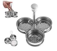 Cooker per uova in camicia di uova in acciaio inossidabile con 3 tazze per la colazione strumento di cottura, bracconiere di uova in acciaio inossidabile, bracconiere di uova