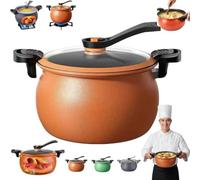 Cooker pressure multifunzione di grande capacità, 8 l, Micro pressure Cooker Practical Fast Cooking Pot, Versatile Micro PressureCooker con cover in vetro e manico antiscivolo (arancione)