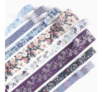 CookHomely 8 rotoli di nastro Washi Tape,Nastro adesivo Washi fiore blu carta decorativa per mascherare nastro adesivo decorativo per scrapbooking artigianato fai da te