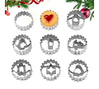Cookie Bakery Rings Decorative Heart Star Christmas Tree Gingerbread Man - Christmas | 9 x Cutters in acciaio inox rotondo per i compleanni