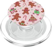 Cookie Gingerbread Man House Christmas Tree Pink Candy Canes PopSockets PopGrip per MagSafe