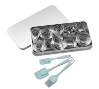 Cookie Molds, Stainless Steel Pastry, 6.11 Inches 30 x Assorted Shapes with Compact, Baking Mould Tools for Kitchen Home School Festival Use, Everyday Baking, Silver