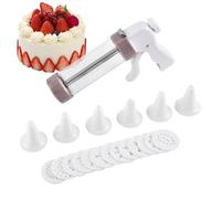 Cookie Press, Baking Maker, Multifunctional Dessert Tool with 13 Disc, 6 Piping Tips, Cake Decorating Accessory for Christmas, Home Baking and Holiday Parties, 8,66 x 5,71 Inches
