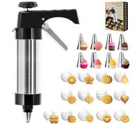 Cookie Press Gun Kit, Cookie Press Kit with 13 Discs & 8 Coating Nozzles, Rustproof Design for Easy Cleaning, for Sugar Cookies, Shortbread & More, for Baking Enthusiasts (Black)