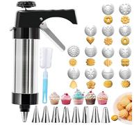 Cookie Press Kit - 6 cm/2.3in Stainless Steel Mold combines functionality with versatility, Dough Press Mold | for Kitchen Baking Decorating Gingerbread Christmas Holiday Thanksgiving Cake Bread