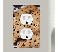 Cookies Food Chocolate Chip Biscotti Singolo Duplex Piastra da Parete Coperture Decorative Interruttore Luce Placche di Plastica Decorazione per Casa Camera da Letto Cucina Decorativo 11,4 x 7,9 cm