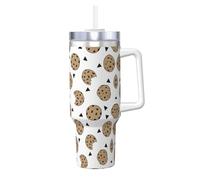 Cookies Food Chocolate Chip Biscuits Print 1,18 oz Ice Bully con manico cannuccia tazza isolata sottovuoto - Thermos per bevande calde e fredde