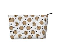 Cookies Food Chocolate Chip Biscuits - Trousse per trucchi in velluto a coste, versatile, con cerniera, per uso quotidiano e organizer da viaggio, Nero , Taglia unica