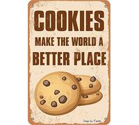 Cookies Make The World A Better Place, targa in metallo retrò vintage in latta, poster decorativo da parete, 20,3 x 30,5 cm