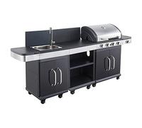 Cook'in Garden Cucina esterna modulare FIDGI 4 - Barbecue a gas 4 bruciatori con termometro, mobile da cucina e lavello