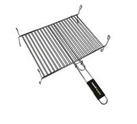 Cook'in garden, GR015 - Griglia a Piedi Doppia/1 maniglia/40 x 30 cm, Resistente alle Fiamme e alle Alte Temperature, Manico in Materiale softouch Facile da impugnare, Cromato