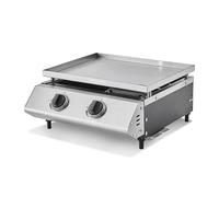 Cooking Box - Piastra a gas Cadice 2 fuochi, superficie di cottura 45,5 x 36 cm, piastra in acciaio inox, 2 bruciatori, cassetto grasso, fino a 6 commensali, 6,3 KW