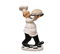 Cooking Chef Counter Top Figurine | Handmade Culinary Statue Collectible, Creative Resin Character Artwork for Cafe Desk, Food-Themed Decoration Enhancing Bar Counter Display, Vintage Cook Ornament